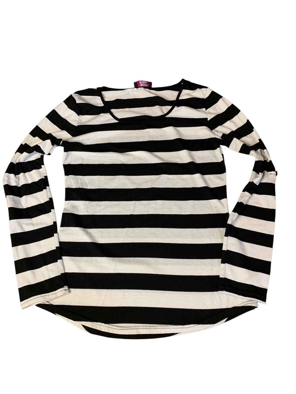 Candy Couture Black & White Striped Long Sleeve Shirt Medium